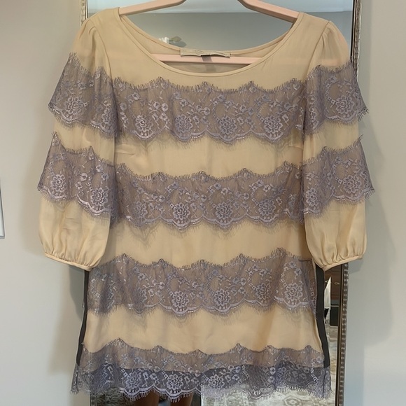 Olivine Gabbro Silk and Lace Blouse - Picture 5 of 11